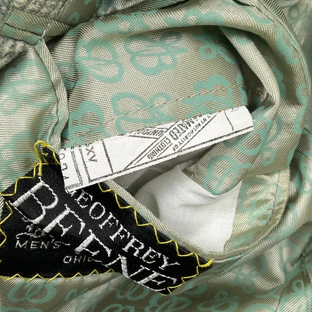 Geoffrey Beene Blazer Men 40 Green‎ Windowpane Plaid Two Button Tweed Wool VTG
